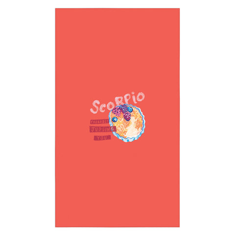 H Miller Ink Illustration Scorpio Mood in Tomato Red Tablecloth