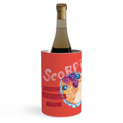 H Miller Ink Illustration Scorpio Mood in Tomato Red Wine Chiller
