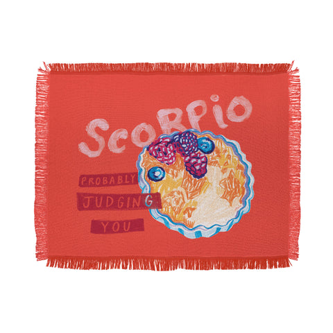 H Miller Ink Illustration Scorpio Mood in Tomato Red Throw Blanket