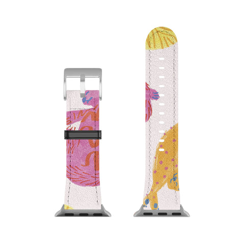 H Miller Ink Illustration Sleepy Cozy Kitty Cats in Orange Apple Watch Band