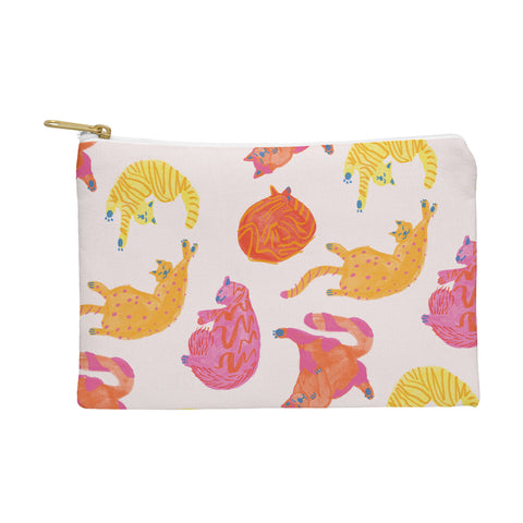 H Miller Ink Illustration Sleepy Cozy Kitty Cats in Orange Pouch