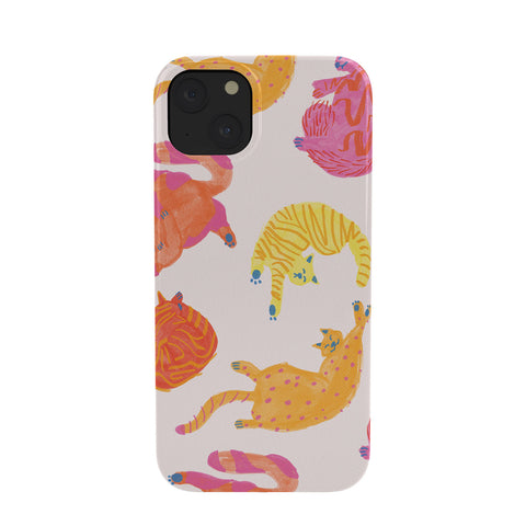 H Miller Ink Illustration Sleepy Cozy Kitty Cats in Orange Phone Case