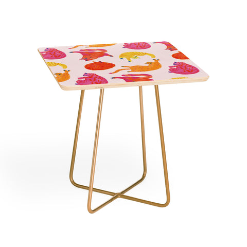 H Miller Ink Illustration Sleepy Cozy Kitty Cats in Orange Side Table