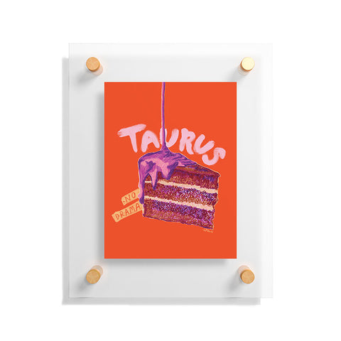 H Miller Ink Illustration Taurus Birthday Cake in Burnt Orange Floating Acrylic Print