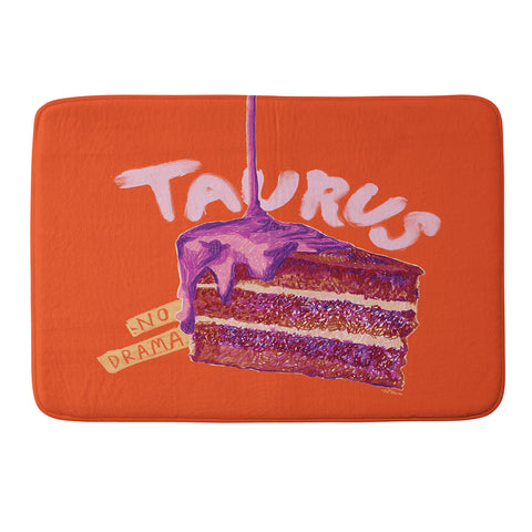H Miller Ink Illustration Taurus Birthday Cake in Burnt Orange Memory Foam Bath Mat