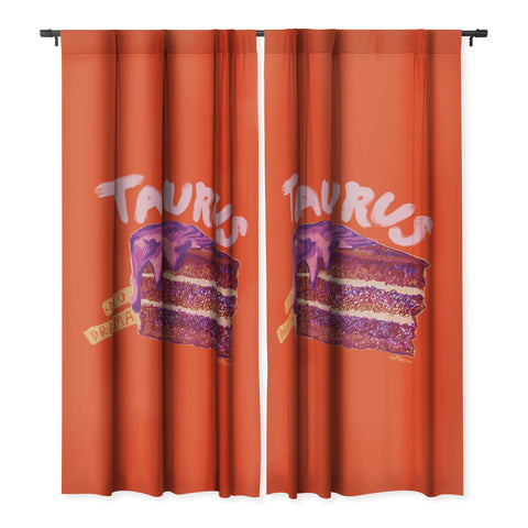 H Miller Ink Illustration Taurus Birthday Cake in Burnt Orange Blackout Non Repeat