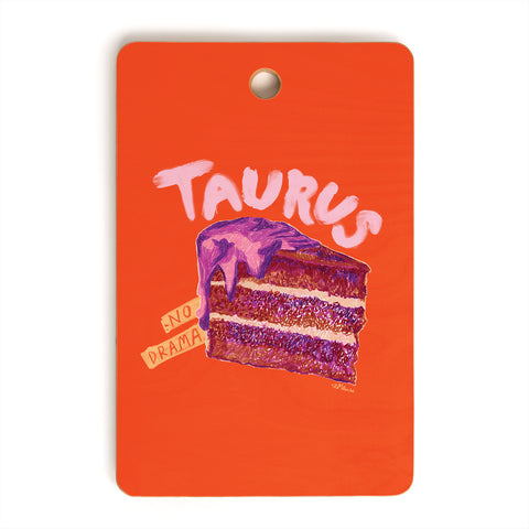 H Miller Ink Illustration Taurus Birthday Cake in Burnt Orange Cutting Board Rectangle