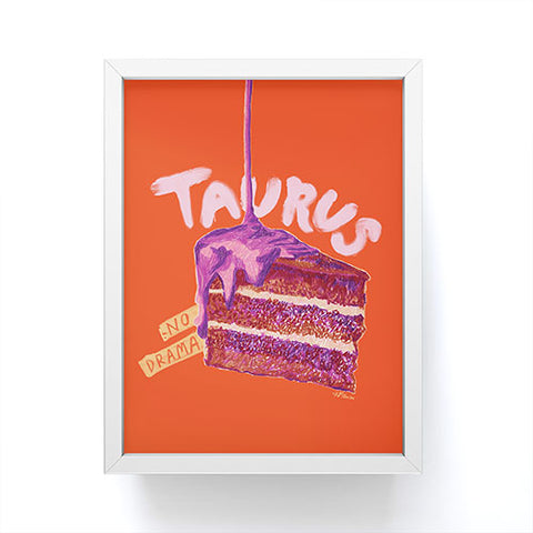 H Miller Ink Illustration Taurus Birthday Cake in Burnt Orange Framed Mini Art Print