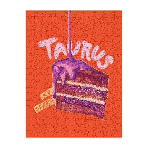 H Miller Ink Illustration Taurus Birthday Cake in Burnt Orange Puzzle