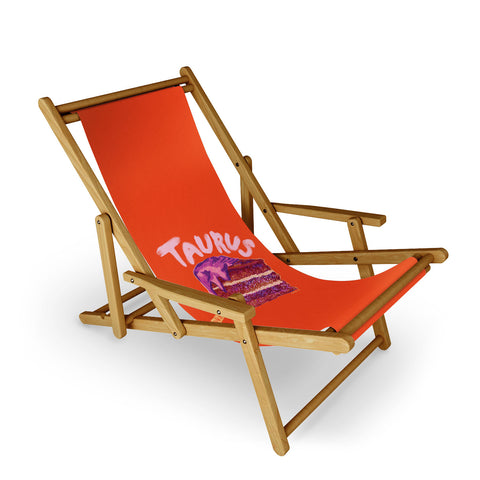 H Miller Ink Illustration Taurus Birthday Cake in Burnt Orange Sling Chair