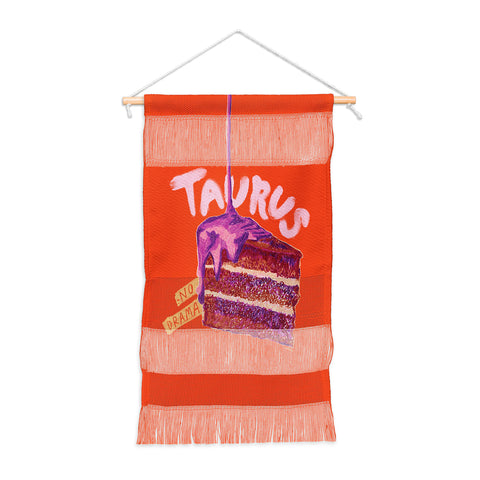 H Miller Ink Illustration Taurus Birthday Cake in Burnt Orange Wall Hanging Portrait