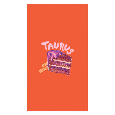 H Miller Ink Illustration Taurus Birthday Cake in Burnt Orange Tablecloth
