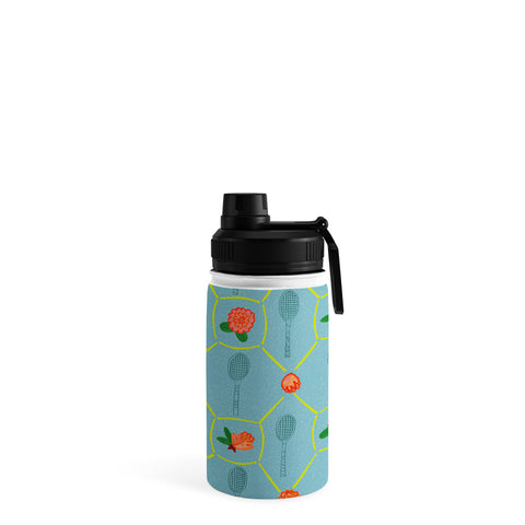H Miller Ink Illustration Tennis Rackets Roses Water Bottle