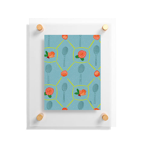 H Miller Ink Illustration Tennis Rackets Roses Floating Acrylic Print