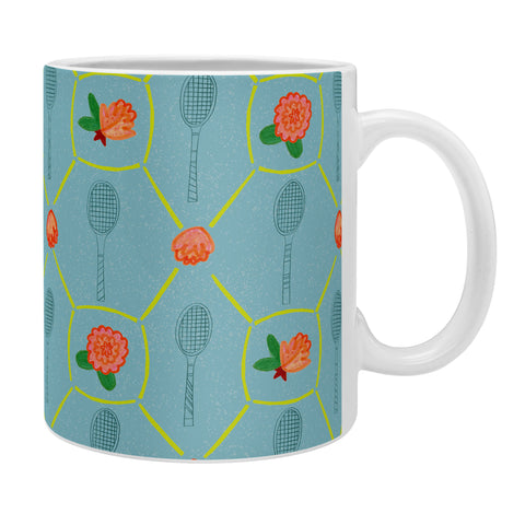 H Miller Ink Illustration Tennis Rackets Roses Coffee Mug