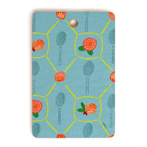 H Miller Ink Illustration Tennis Rackets Roses Cutting Board Rectangle