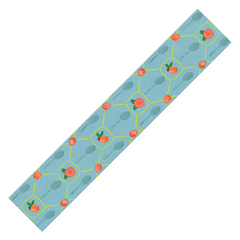 H Miller Ink Illustration Tennis Rackets Roses Table Runner