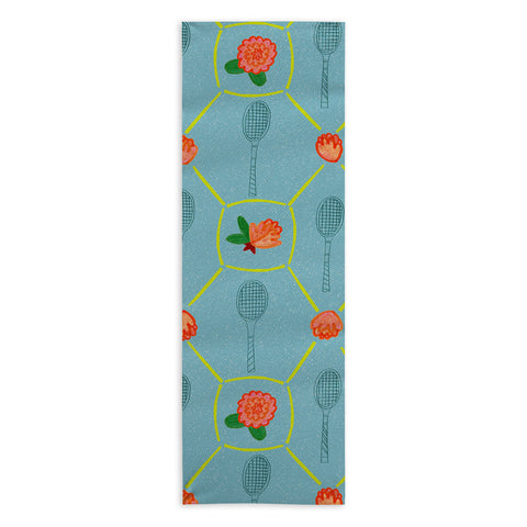 H Miller Ink Illustration Tennis Rackets Roses Yoga Towel