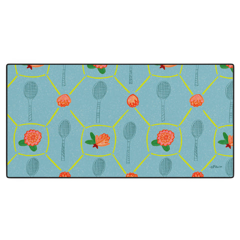 H Miller Ink Illustration Tennis Rackets Roses Desk Mat