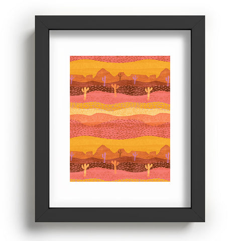 H Miller Ink Illustration Vintage Western Desert Landscape Recessed Framing Rectangle