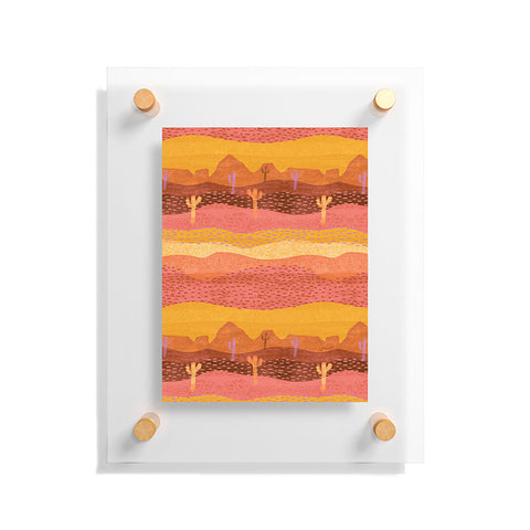 H Miller Ink Illustration Vintage Western Desert Landscape Floating Acrylic Print