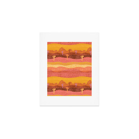 H Miller Ink Illustration Vintage Western Desert Landscape Art Print