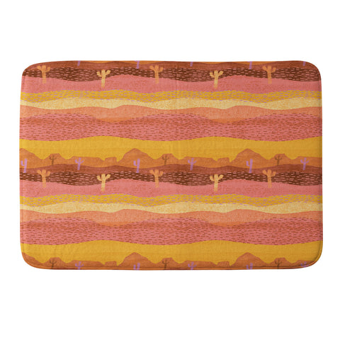 H Miller Ink Illustration Vintage Western Desert Landscape Memory Foam Bath Mat