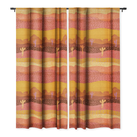 H Miller Ink Illustration Vintage Western Desert Landscape Blackout Non Repeat