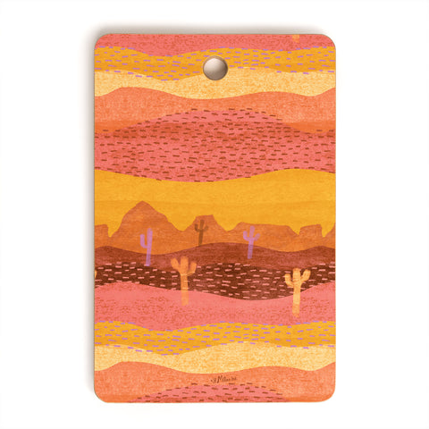H Miller Ink Illustration Vintage Western Desert Landscape Cutting Board Rectangle