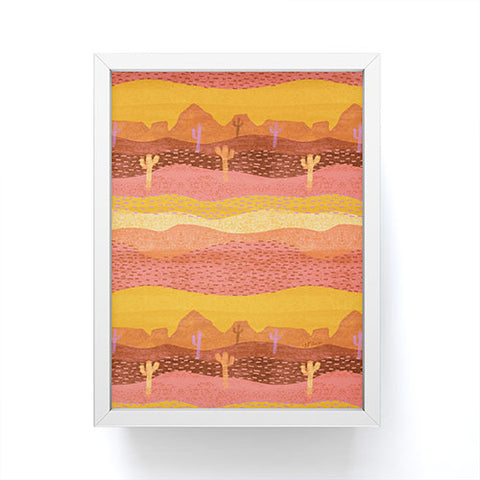 H Miller Ink Illustration Vintage Western Desert Landscape Framed Mini Art Print