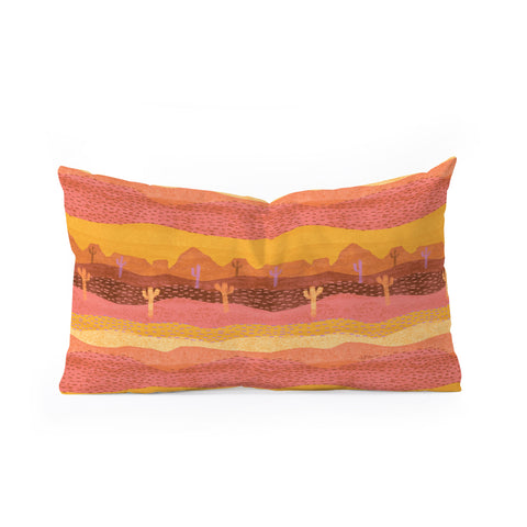 H Miller Ink Illustration Vintage Western Desert Landscape Oblong Throw Pillow