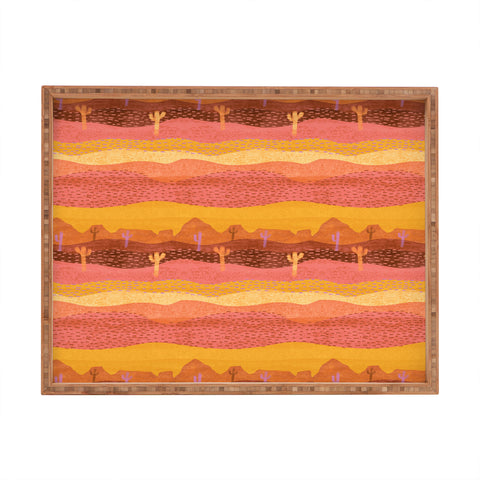 H Miller Ink Illustration Vintage Western Desert Landscape Rectangular Tray