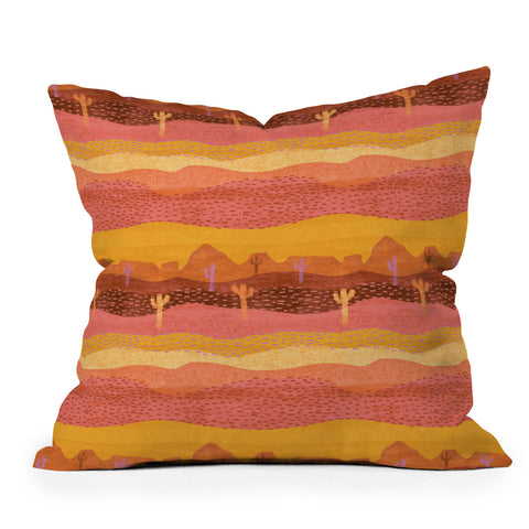 H Miller Ink Illustration Vintage Western Desert Landscape Throw Pillow Havenly