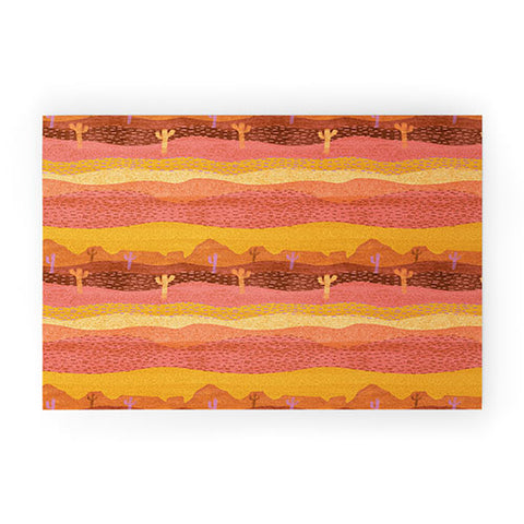 H Miller Ink Illustration Vintage Western Desert Landscape Welcome Mat