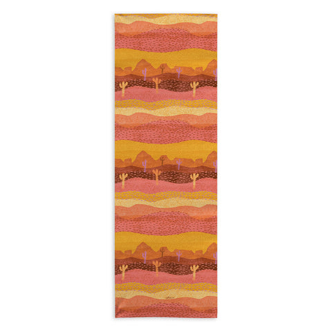 H Miller Ink Illustration Vintage Western Desert Landscape Yoga Towel