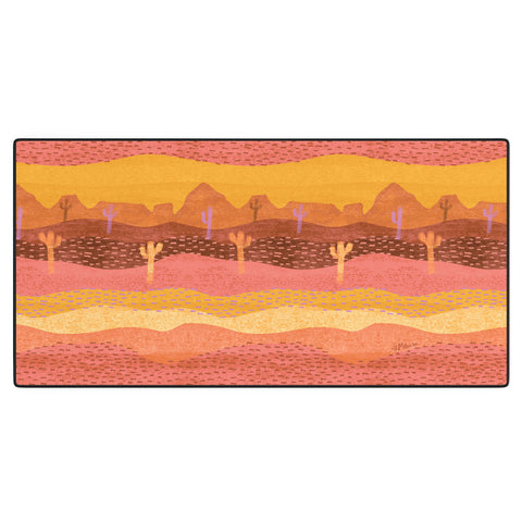 H Miller Ink Illustration Vintage Western Desert Landscape Desk Mat