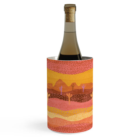 H Miller Ink Illustration Vintage Western Desert Landscape Wine Chiller
