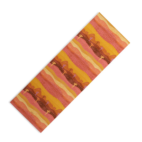H Miller Ink Illustration Vintage Western Desert Landscape Yoga Mat