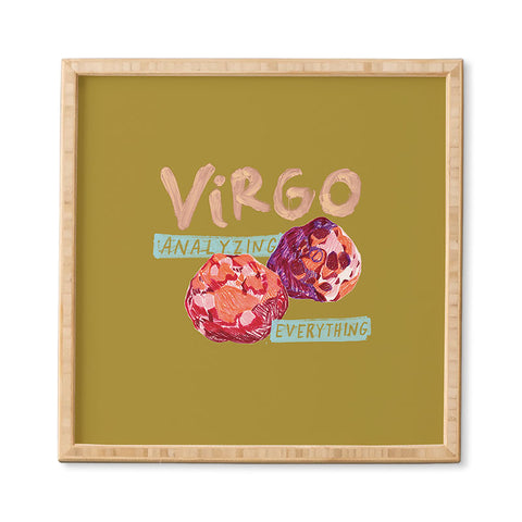 H Miller Ink Illustration Virgo Perfection in Mustard Yellow Framed Wall Art
