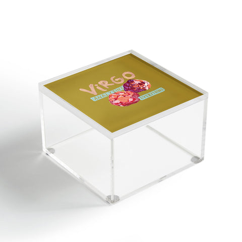 H Miller Ink Illustration Virgo Perfection in Mustard Yellow Acrylic Box
