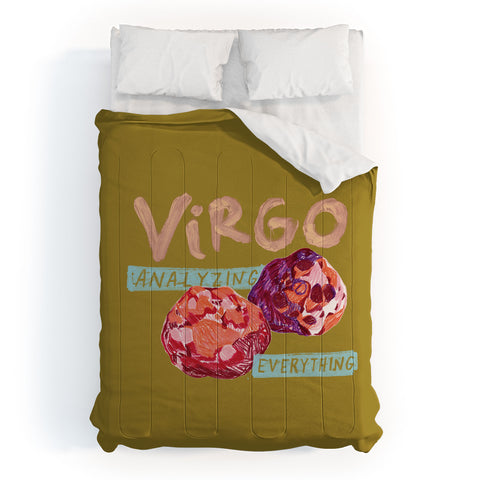 H Miller Ink Illustration Virgo Perfection in Mustard Yellow Comforter