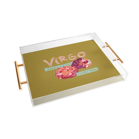 H Miller Ink Illustration Virgo Perfection in Mustard Yellow Acrylic Tray