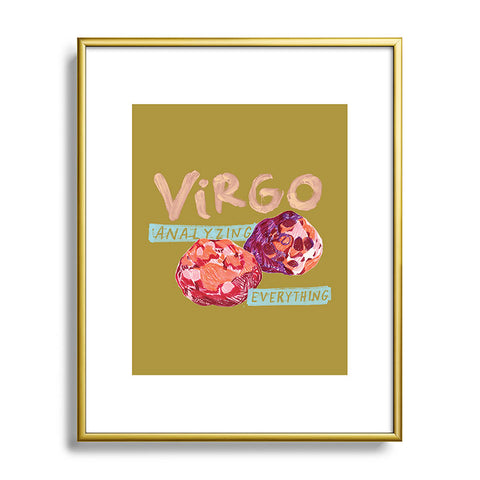 H Miller Ink Illustration Virgo Perfection in Mustard Yellow Metal Framed Art Print