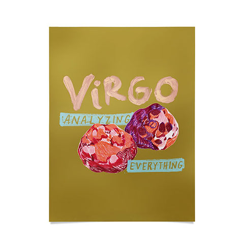 H Miller Ink Illustration Virgo Perfection in Mustard Yellow Poster