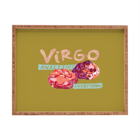 H Miller Ink Illustration Virgo Perfection in Mustard Yellow Rectangular Tray