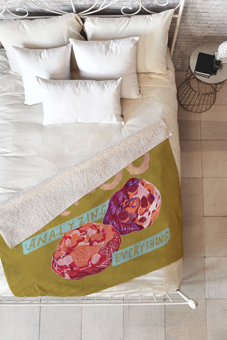 H Miller Ink Illustration Virgo Perfection in Mustard Yellow Fleece Throw Blanket