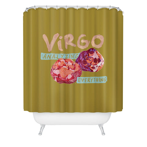H Miller Ink Illustration Virgo Perfection in Mustard Yellow Shower Curtain