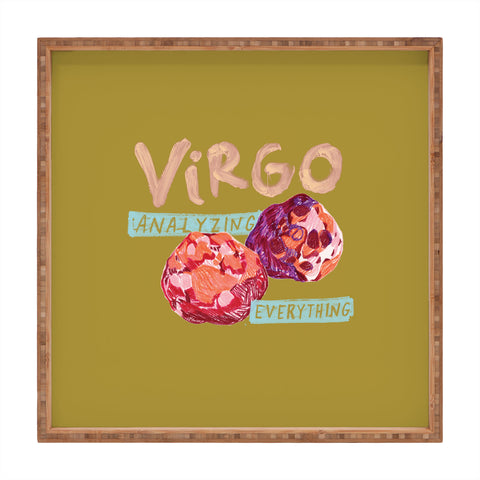 H Miller Ink Illustration Virgo Perfection in Mustard Yellow Square Tray