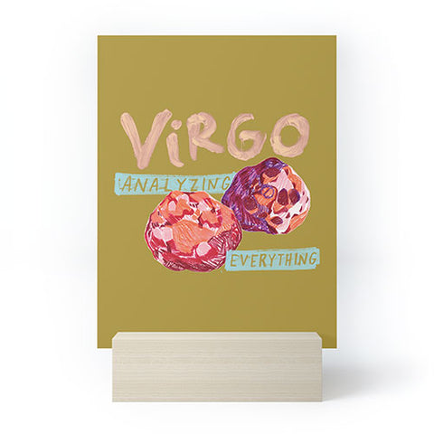 H Miller Ink Illustration Virgo Perfection in Mustard Yellow Mini Art Print