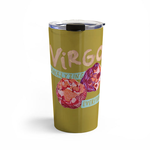 H Miller Ink Illustration Virgo Perfection in Mustard Yellow Travel Mug